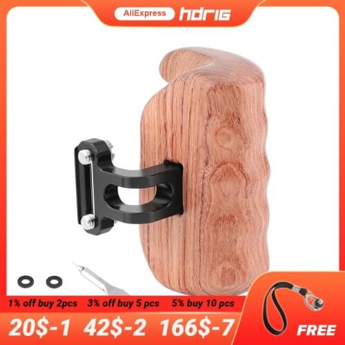 HDRiG Left Hand Wooden Handgrip With 1/4 screws For DSLR Camera Cage Rig Monitor Cage Rig