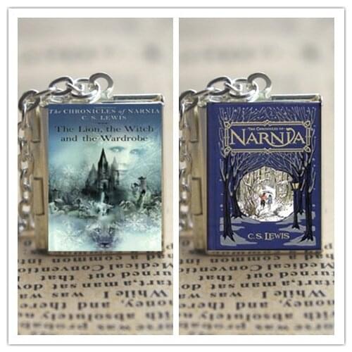 The Chronicles of Narnia Book Locket Necklace Keyring silver & BRONZE tone VISION 16 B2115