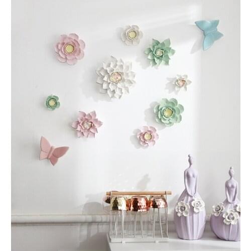 Ceramic Enamel Artificial Flower Wicker Wall Decoration Creative Living Room Bedroom nursery decor nordic home