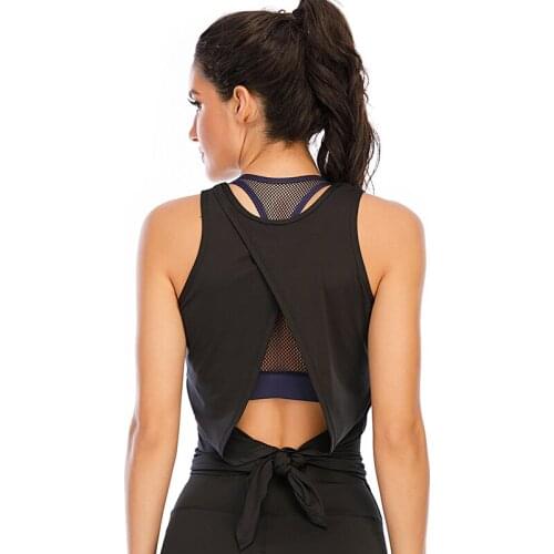 Cross Strap Yoga Shirt Women Fitness Gym Crop Top High Stretchy Sports T-shirt Tank Top Gym Sexy Shirts Women