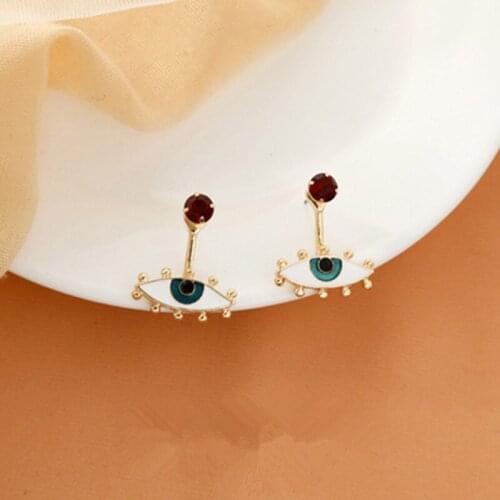 Cool Evil Eye Ear Stud Net Red Ear Pendant Retro Temperament Short Hair Earrings for Women Fashion Jewelry