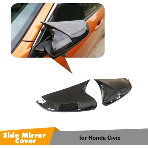 Car Rearview Side Mirror Cover Cap for Honda for Civic 10th 2016 2017 2018 Stick add on Style Covers Carbon fiber Look