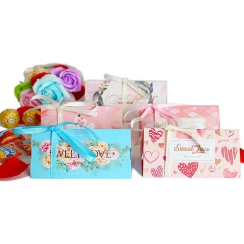 7x7x14.2CM Small Box Rosa Ślub Doopsuiker Verpakking Rzemiosła Papieru Karton Wedding Gifts For Guests Scatole Medium