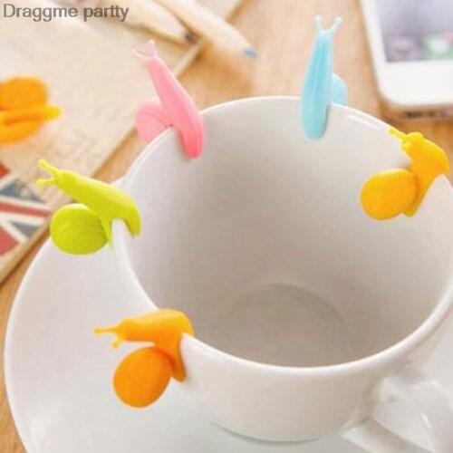 Cute Snail Wineglass Label For Tea Bag Hanging Mug Cup Clip Tea Infuser Party Supplies Novelty Product Color Random