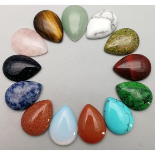 Fashion Wholesale 25x18mm assorted natural stone beads charms teardrop CAB CABOCHON for jewelry accessories 20pcs Free shipping