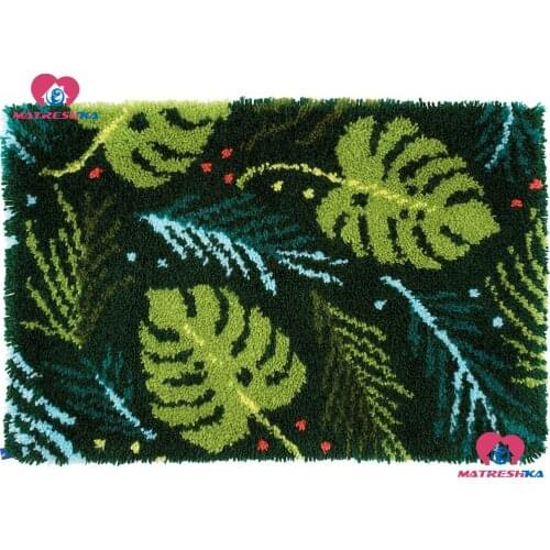 Latch Hook Rug Kits"leaf"Needlework kits carpet embroidery Unfinished Crocheting Rug Yarn Cushion Mat Handmade Embroidery Carpet