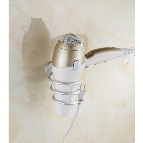 Wall Hair Dryer Rack Space Aluminum Bathroom Wall Holder Shelf Storage Rack Home Storage Organizer Hairdryer Holder