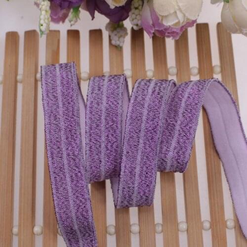 New! purple glitter folding over elastic white thread foes elastic for girls hair tie, 100 yards/lot 90126