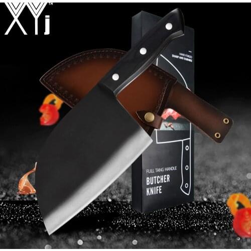 XYj Carabiner Butcher Knife Full Tang Outdoor Camping Outdoor Gift Box Cover Sheath Parcel Survive 7cr17 Stainless Steel Knife