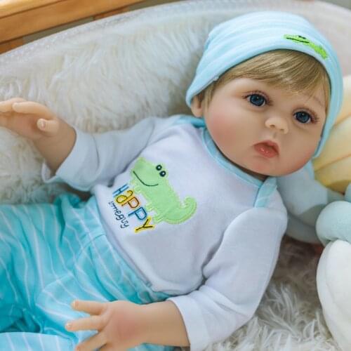 NPK 48CM birthday present very soft flexible full body silicone bebe doll reborn baby doll cuddly newborn baby