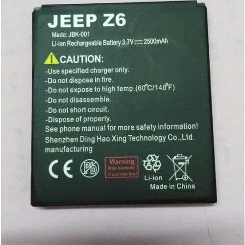 Original Jeep Z6 Battery 2500mah for Jeep Z6 Z6+ IP68 Waterproof rugged phone android 4.0Inch Screen cell phones-free shipping