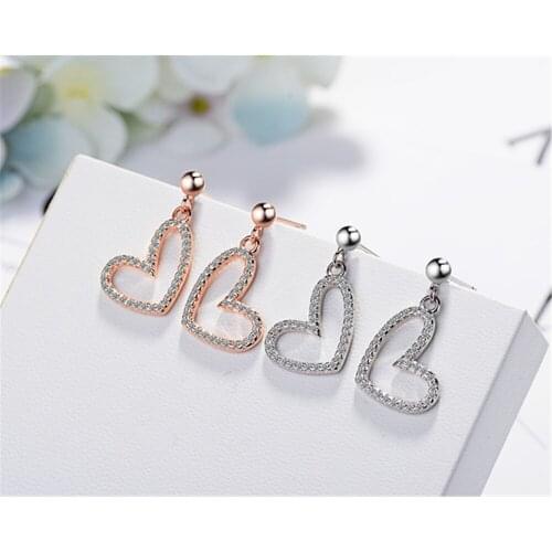 Simple heart-shaped earrings temperament fashion cubic zirconia earrings womens hypoallergenic short earrings