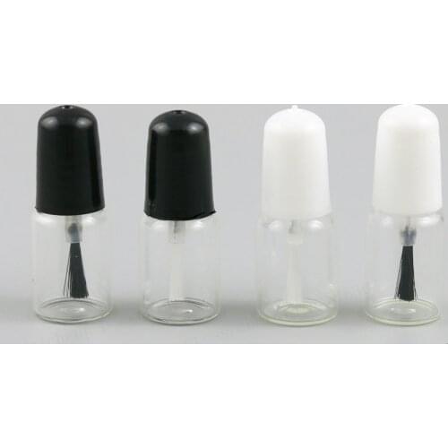 100pcs empty nail polish glass bottles with white black lid 3ml Small Glass Nail Polish Container with Brush Cap