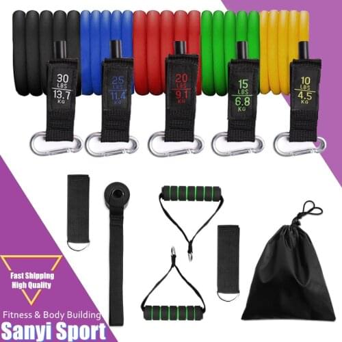 11pcs set Fitness Resistance Tube Band Yoga Gym Stretch Pull Rope Exercise Training Expander Door Anchor With Handle Ankle Strap