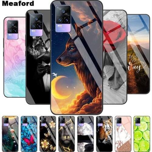 Luxury Case for vivo V21 5G Cover Tempered Glass Cover for vivo V21 5G V2050 Phone Case VIVO V 21 V21 Coque Bag Fashion Bumper