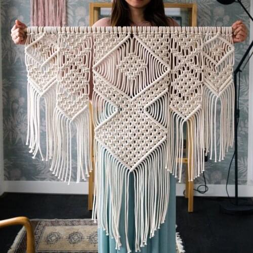 Nordic Hand Woven Bohemian Tapestry Decoration Home Living Room Background Wall Decor Handicraft Hanging Rope Tapestries Tassels