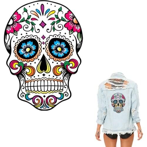 Colife Patches 26*19cm West Coast Skull Patches For Clothes Heat Transfer Iron On DIY T-Shirt Dresses Decoration Printing