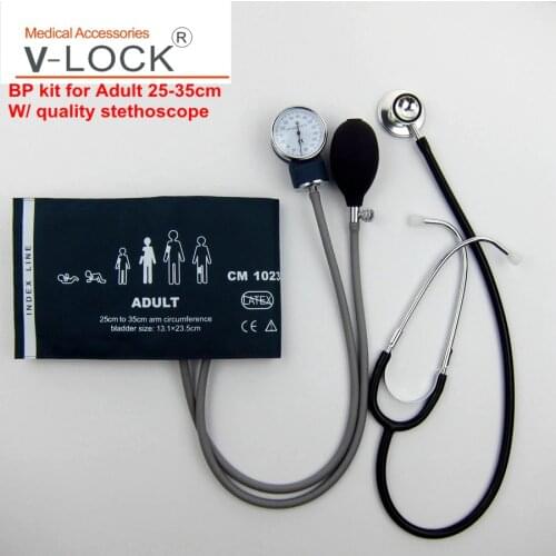 V-LOCK professional Adult BP monitor Aneroid Sphygmomanometer BP Cuff Kit with stethoscope