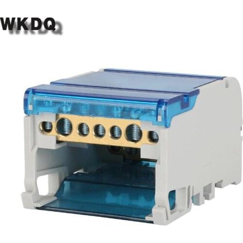 WKH407 Din Rail Terminal Blocks Modular Screw Connection Power Distribution Block Box Universal Electric Wire Junction Box