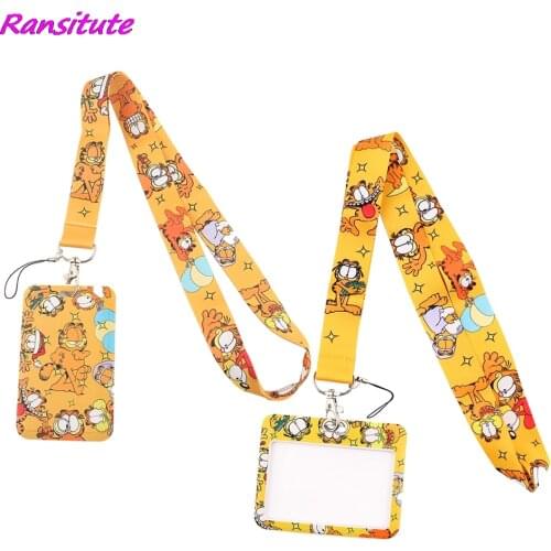 Ransitute R1979 Cartoon Yellow Cat Neck Strap Lanyard For Key ID Card Gym Phone Straps USB Badge Holder Hang Rope Lariat Lanyard