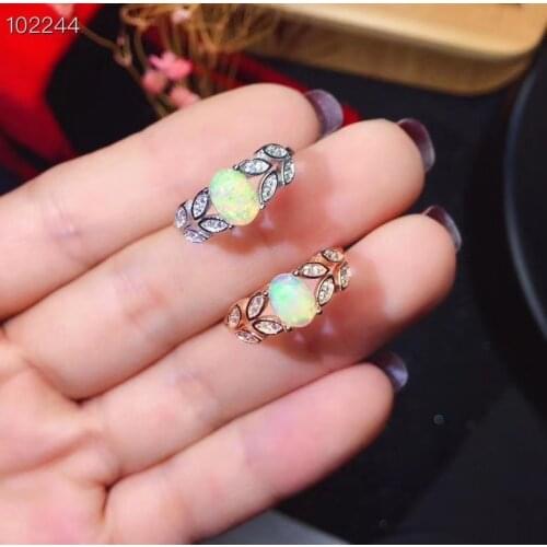 Fashion Opal Silver Ring for Office Woman 5mm*7mm Natural Opal Silver Ring Solid 925 Silver Opal Jewelry Hotsale Gemstone Ring