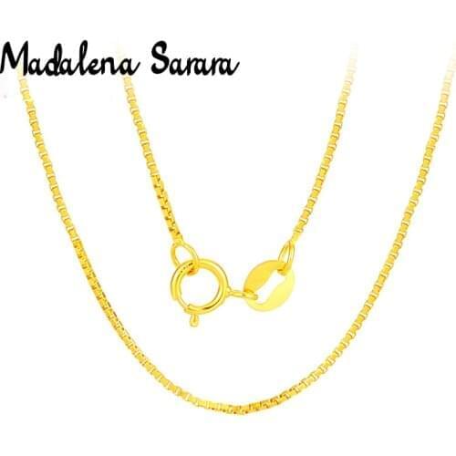 MADALENA SARARA AU750 Pure 18k Yellow Gold Box Chain Women Necklace 18" 2.34g