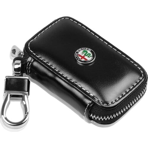 1PCS Leather Key Wallets Zipper Car Key Holders Buckle Key Case Housekeeper Holder For Alfa Romeo 147 156 Giulietta Giulia Mito