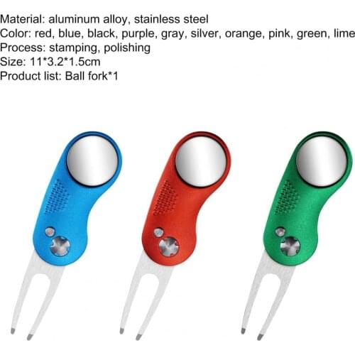 1 Pcs Muilt-color Foldable Mini Pitch Repair Tool Folding Golf Pitch Fork Golf High PreciseMarker Pitch Cleaner Golf Pitchfork