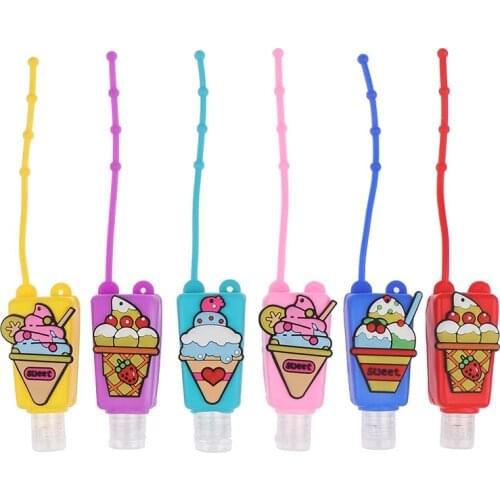 1PC Mini Travel Portable Safe Gel holder Silicone Cartoon Hand Sanitizer Disposable No Clean Detachable Cover