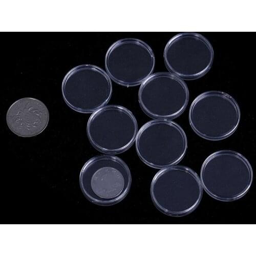 10pcs Diameter 26mm Round Transparent Coin Capsules Crafts Containers Storage/Collection Boxes Holders
