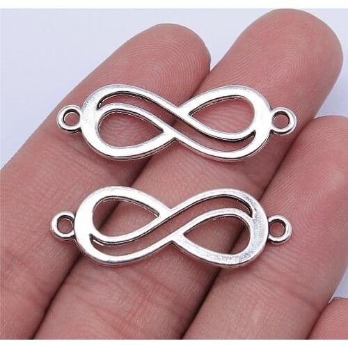 10PCS/lot 12*33mm Metal Charm Infinity Symbol Connector Antique Silver Color Making DIY Handmade Tibetan Jewelry DIY