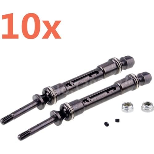 10 Pieces RC Car Upgrade Part Aluminum Alloy Front Rear Universal Drive Shaft CVD For 1/10 Scale Models Traxxas Slash 4x4 Truck