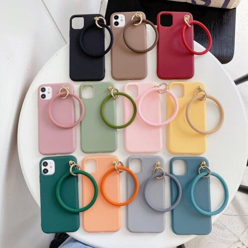 2021 New for IPhone12pro Max mobile phone case phone ring for iphone 12 mini 5.4 bracelet thickened solid sandy soft rubber