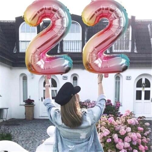 32 Inch Rainbow gradient color digital balloons Big Size 0-9 Balloons Child Adult Birthday Wedding Decor Party Supplies