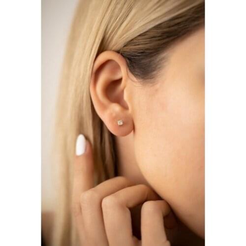 925 Sterling Silver Earrings Single Stone Model Gold Plated Jewelry For Women Elegant And Stylish Accessory Gift Trendy Fashion