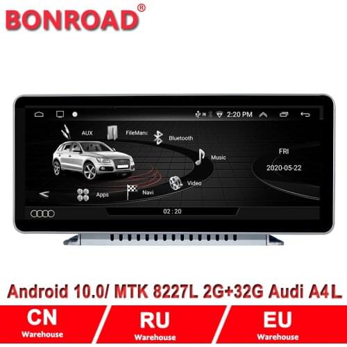 Bonroad 4Core 2G 32G Car GPS Multimedia Android 10 player for Audi A4 A4L B9 A5 S4 2017-2019 Auto Stereo Radio BT Mirror CarPlay