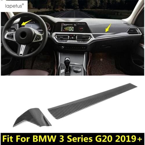Lapetus Center Control Instrument Decoration Strip Cover Trim Carbon Fiber Look Accessories Fit For BMW 3 Series G20 2019 - 2021