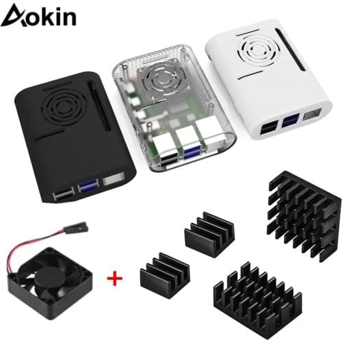 Raspberry pi 4B Case Cover Transparent Black Shell with Cooling fan 4pcs Heatsink aluminum Heat sink for Raspberry pi 4