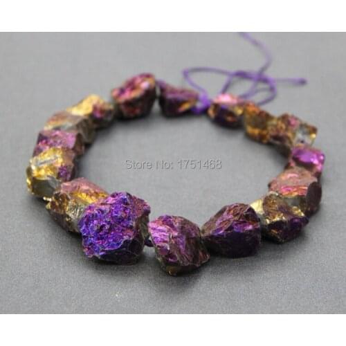 Homo Violet Mystic Titanium Quartz Crystal Rough Nugget beads, Matt Druzy Electroplated Crystal Handmade Rock Point Pendant