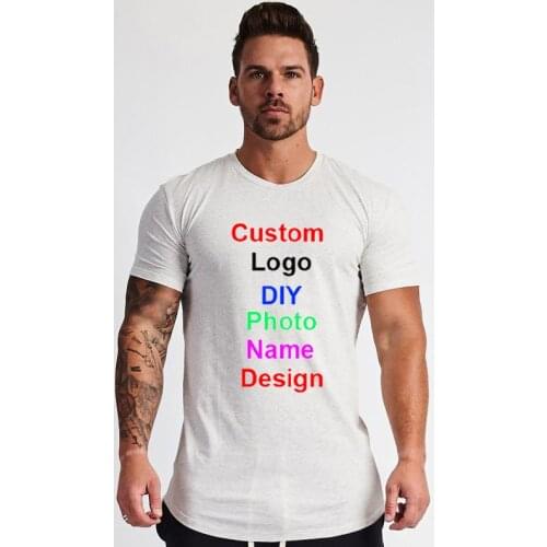 Customized Print T Shirt Men DIY Photo Logo Brand Sports Tees Short Sleeve T-shirt Mens clothes Gym Bodybuilding Fitness Tshirt