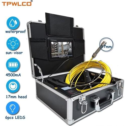 17mm Sewer Equipment Inspection Camera With 6pcs LED Light 7inch Monitor Video Pipe Drain Inspection System 20m Cable