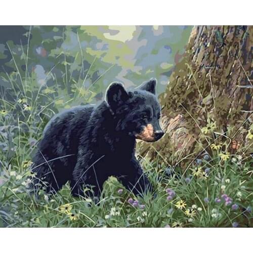 Bear Painting By Numbers Animal DIY Craft Kits HandPainted Drawing Oil Picture Acrylic Paint For Adults Coloring By Number Decor