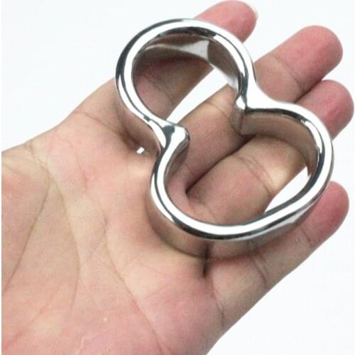 Stainless Steel Scrotum-ring Penis Pendant 8 Word Concave Penis Rings Male Ball Stretcher Scrotum Pendant Ball Ring Toys BB2-115