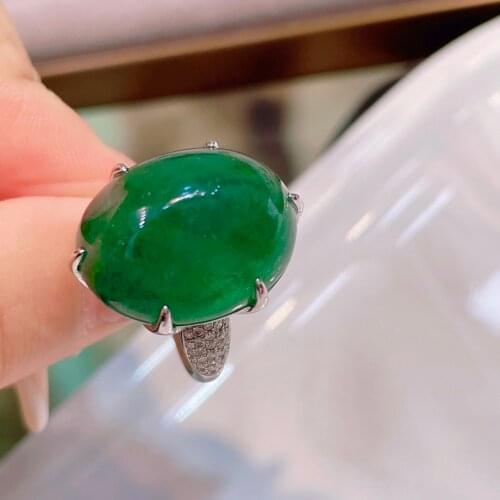 LR Emerald Ring 25.86ct Pure 18K Gold Jewelry Vivid Green Emerald Gemstone Diamond Female Rings for women Fine Ring