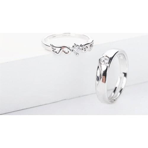 Sole Memory Zircon Bird Couple Ring Sweet Cute 925 Sterling Silver Female Resizable Opening Rings SRI455