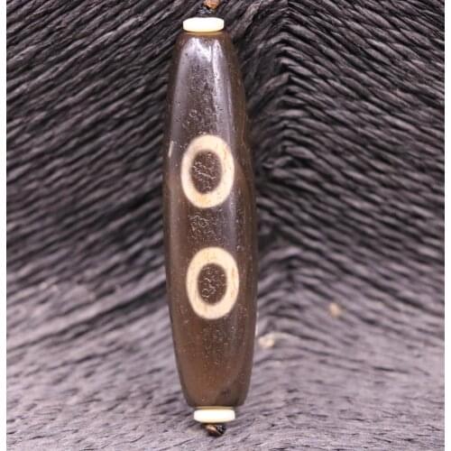 Collectible Treasure Talisman LKbrother Sauces Magic Power Tibetan Old Agate 2 eye Dzi bead