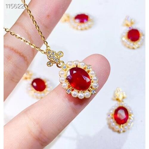 Engagement Best Gift Ruby Pendant Natural And Real Ruby Necklace 925 sterling silver Fine jewelry Ruby Pendant