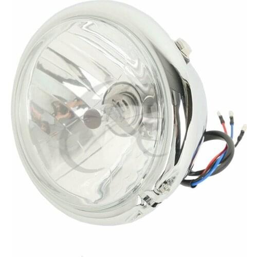 Motorcycle 6" Black Chrome H4 Bulb Hi Lo Beam Headlight Lamp For Harley Chopper Cruiser Cafe Racer Bobber 12V