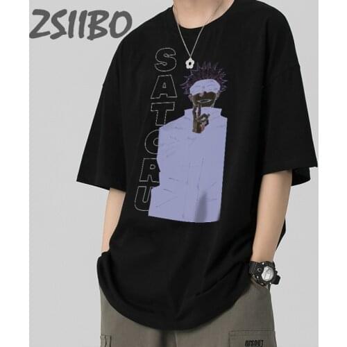 Jujutsu Kaisen Gojo Satoru Yuji Itadori Mens tshirt Cotton Short Sleeve T Shirt Anime Print Casual T-shirt Male Streetwear Tops