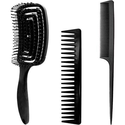 3Pcs Hair Brush Comb Set Detangling Paddle Brush Women Hair Comb Styling Kit for Long Thick Thin Straight Curly Wet Dry Hair